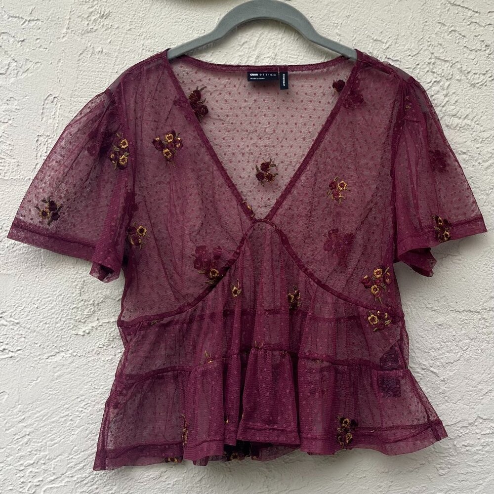 Burgundy Mesh Shirt